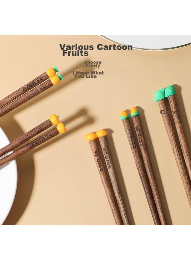 Corn Chicken Wing Wood Children's Chopsticks, Home Use Solid Wood Baby Training Chopsticks, Cute Cartoon Fruit Chopsticks For Kids - Image 4