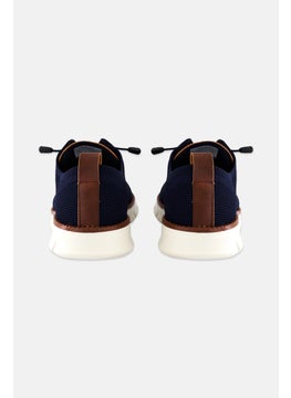Algspar Men Brand Logo Lace Up Causal Shoes, Navy Blue  - Image 2