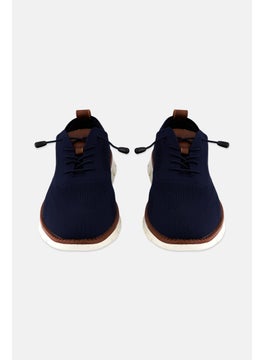 Algspar Men Brand Logo Lace Up Causal Shoes, Navy Blue  - Image 4