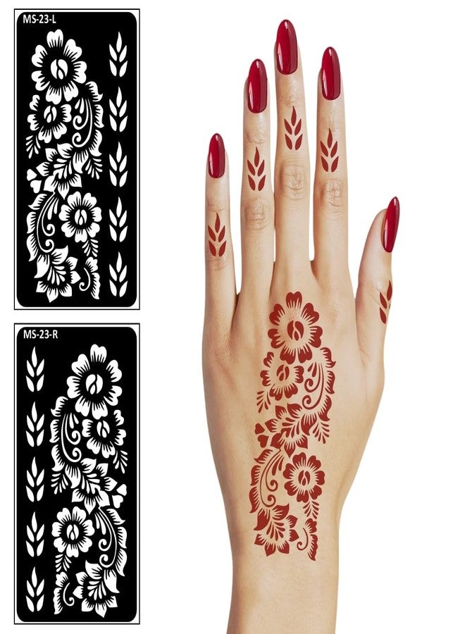 Komstec Beautiful Flower Hand Mehndi Stencil Sticker for Party Easy-to-Use Henna Mehndi Stencil Sticker for Girl and Women - Image 4