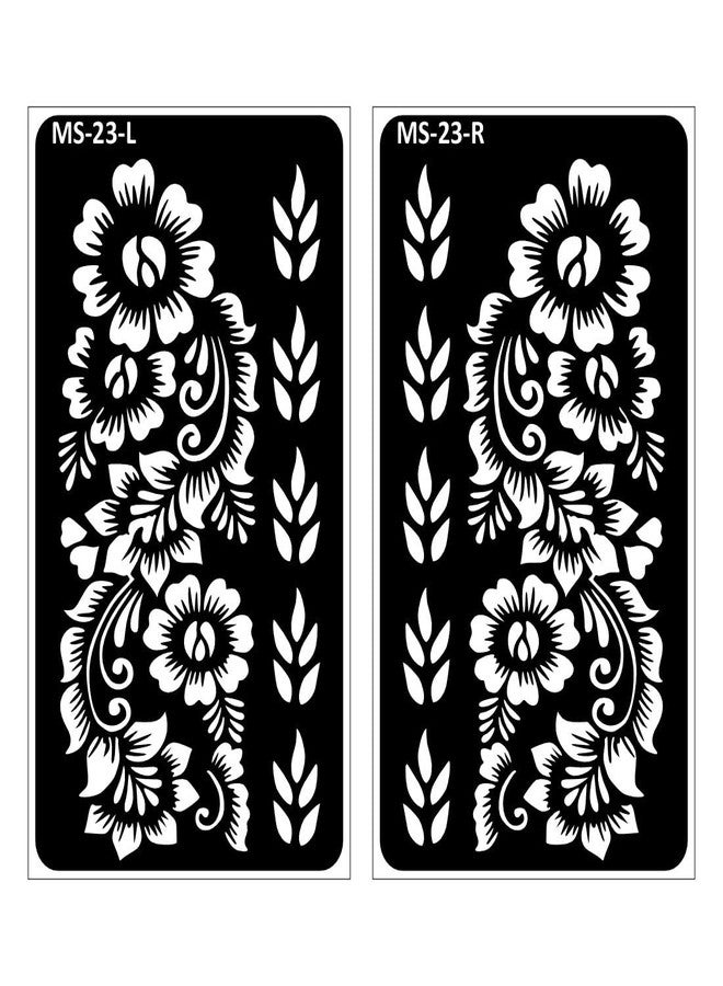 Komstec Beautiful Flower Hand Mehndi Stencil Sticker for Party Easy-to-Use Henna Mehndi Stencil Sticker for Girl and Women - Image 1