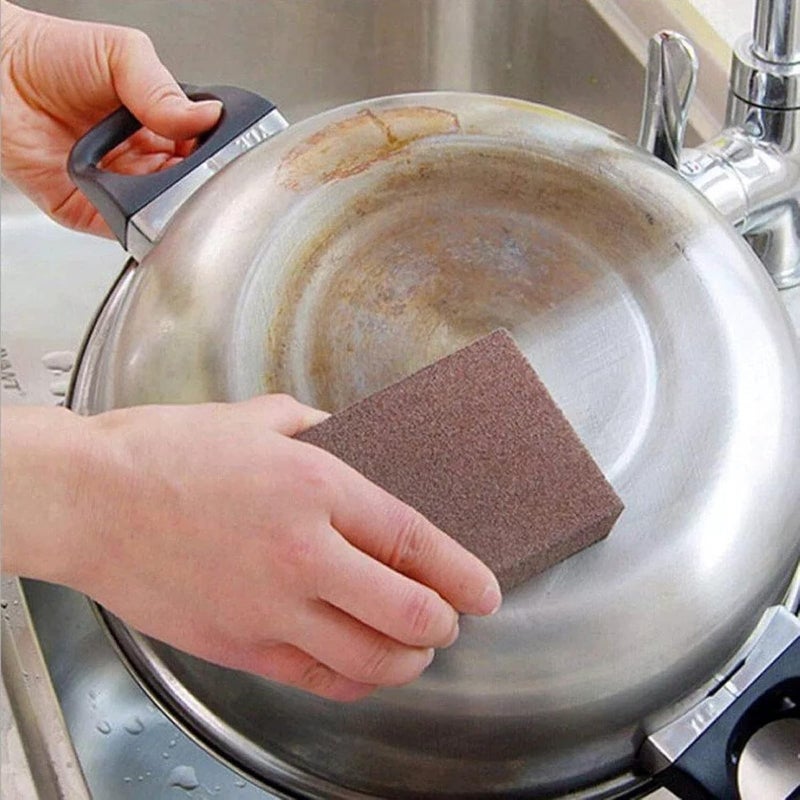 woobles Nano Carborundum Sponge, Emery Sponges Pot Clean for Quickly Cleans Dirt-Resistant and Wear-Resistant Rust Eraser Grit Scouring Pads Pot, Sponge Brush Eraser Scrub Kitchen Cleaning Tools (1PC) 1pc - Image 4