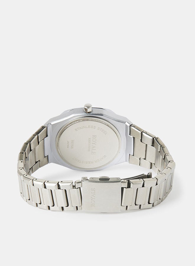 Royale Mega Round Shape Analog Wrist Watch RE158 C - 40mm - Silver - Image 2