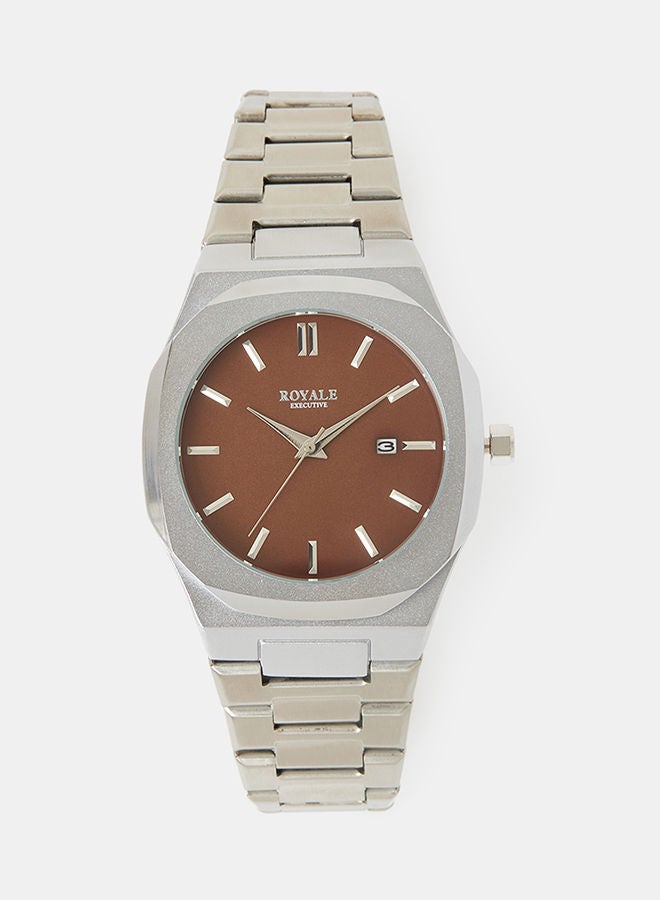 Royale Mega Round Shape Analog Wrist Watch RE158 C - 40mm - Silver - Image 1