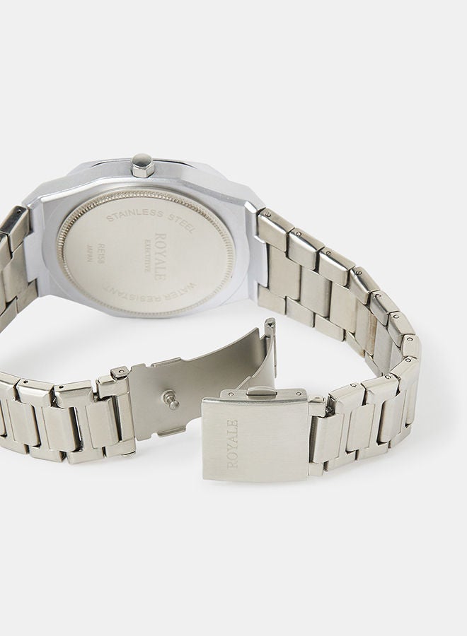 Royale Mega Round Shape Analog Wrist Watch RE158 C - 40mm - Silver - Image 4