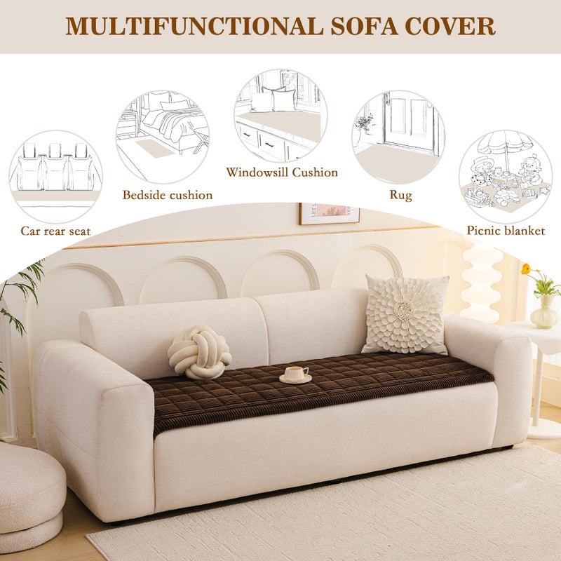 MEETSKY Couch Cover for Dog Washable, Sofa Covers for 2 Cushion Couch Non-Slip Loveseat Sofa Protector Pet Friendly Dog Mats for Couches Soft Furniture Covers, 27.6" x 59", Chocolate - Image 4