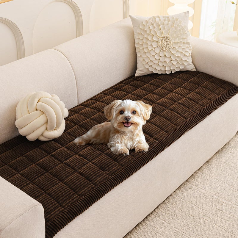 MEETSKY Couch Cover for Dog Washable, Sofa Covers for 2 Cushion Couch Non-Slip Loveseat Sofa Protector Pet Friendly Dog Mats for Couches Soft Furniture Covers, 27.6" x 59", Chocolate - Image 1