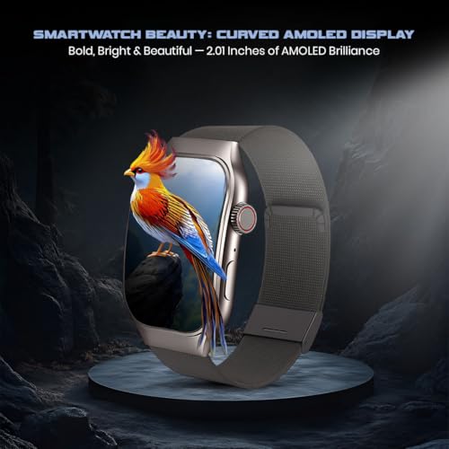PunnkFunnk Newly Launched Fitrivo SmartWatch 2.01" Curved AMOLED Display, 100+ Watch Faces, Crown Control, 100+ Sports Modes, Bluetooth Calling, IP67 for Men & Women (Millanese Black) - Image 2