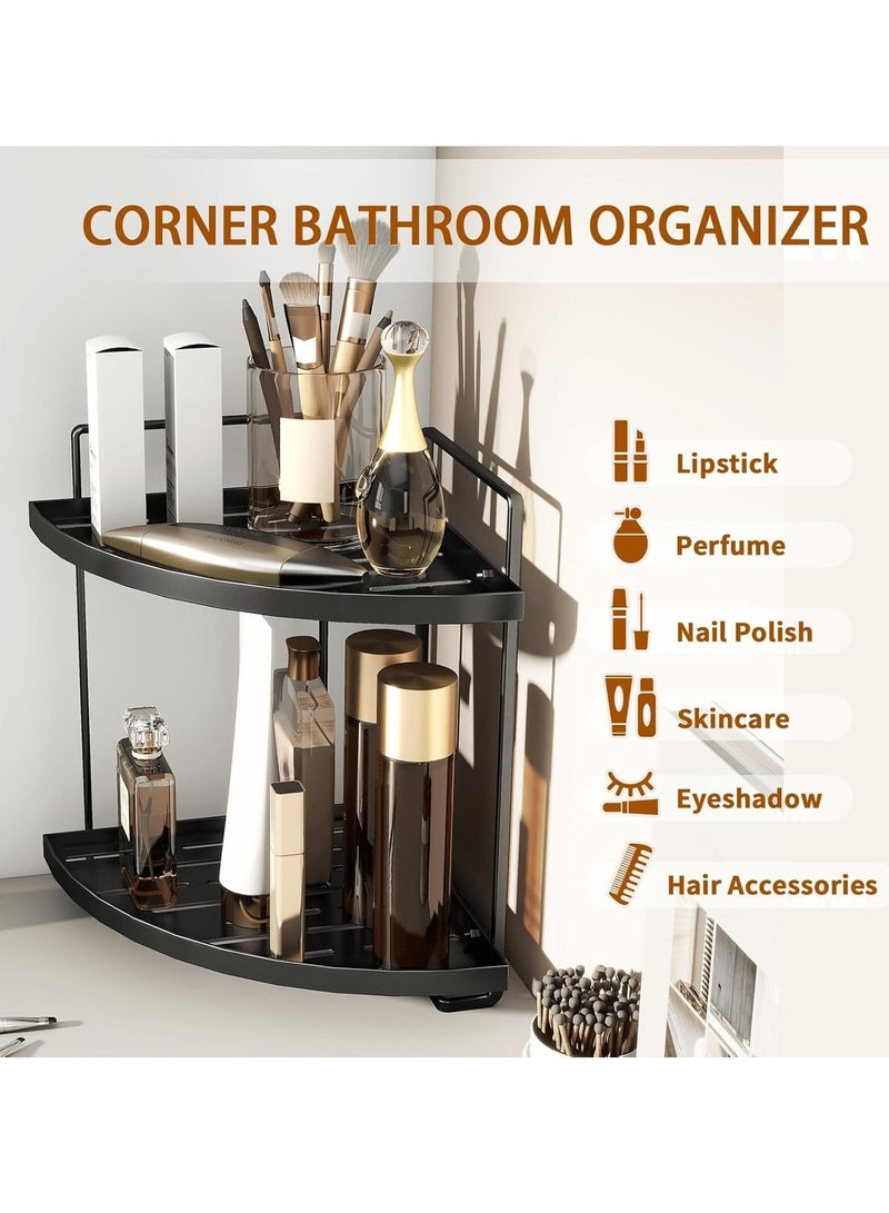 Talala Bathroom Counter Organizer, 2 Tier Corner Countertop Storage Shelf Bathroom Sink Organizer, Shower Caddy, Corner Shelves, Triangle Bathroom Organization for Skincare Black - Image 5