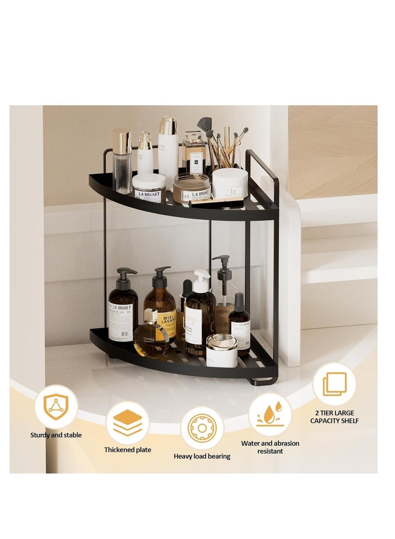 Talala Bathroom Counter Organizer, 2 Tier Corner Countertop Storage Shelf Bathroom Sink Organizer, Shower Caddy, Corner Shelves, Triangle Bathroom Organization for Skincare Black - Image 3