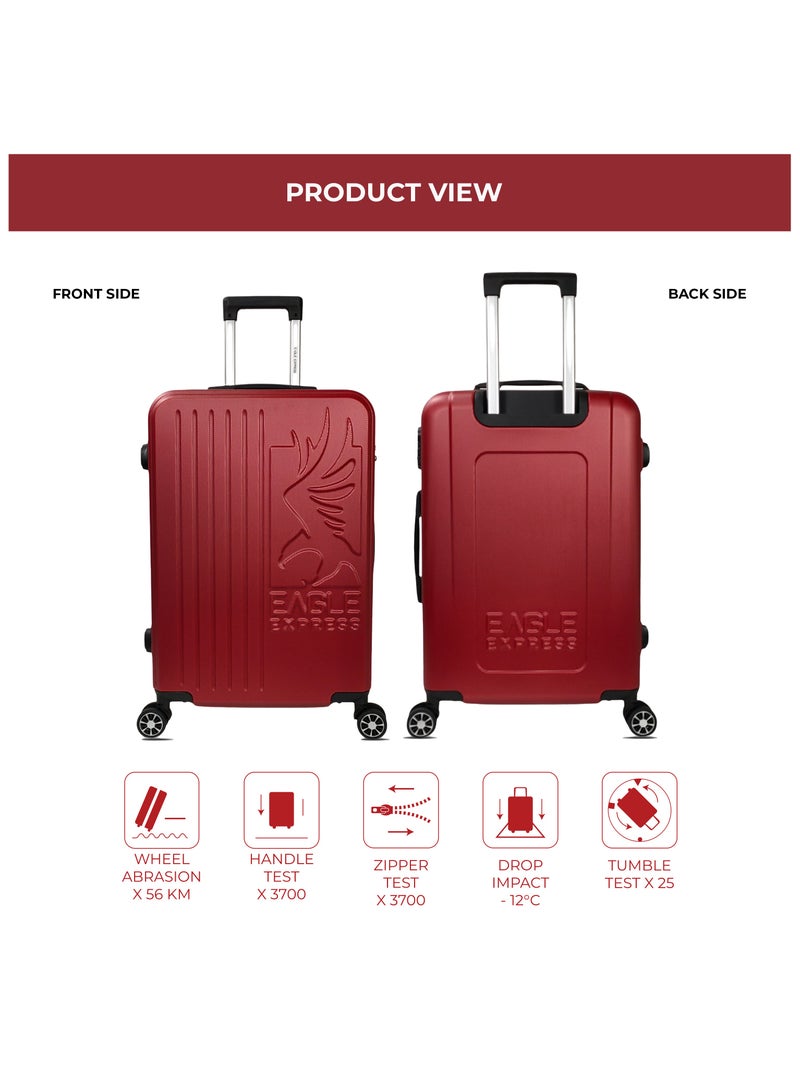Eagle Express Superior, Hard Trolley Luggage -1 Piece - 24 Inch  – Burgundy, Red  – ABS Scratch-Resistant Suitcases with 360° Spinner Wheels, 1-Year Warranty & Protective Cover - Image 2