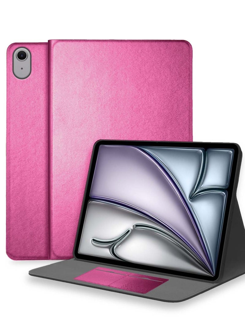 Cat - Cot PU Leather With Card Holder Flip Case Cover For Apple iPad Air 13 5G 2024 13 Inch Pink - Image 1