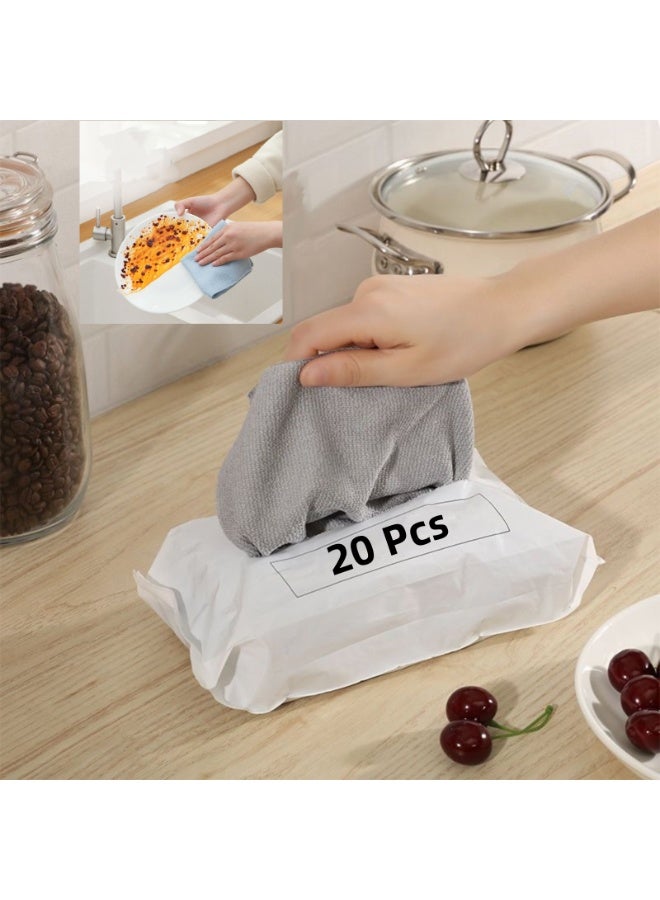 نوفولان مناديل تنظيف قابلة لإعادة الاستخدام، قطعة قماش ماصة من الألياف الدقيقة، مناشف مطبخ، وسادة تنظيف للاستخدام مرة واحدة، قطعة قماش كسول، قماش تنظيف من الألياف الدقيقة فائقة الامتصاص، 3 ألوان، عبوة من 20 قطعة (رمادي) - Image 1