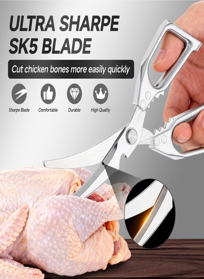 SHAWZK 2-Pack Heavy Duty Stainless Steel Kitchen Scissors-All Purpose Heavy Duty Poultry Shears for Meat,Chicken Bones and Turkey,Dishwasher Safe Sharp Japanese Cooking Shears, Gifts for Women - Image 5