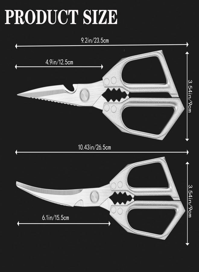 SHAWZK 2-Pack Heavy Duty Stainless Steel Kitchen Scissors-All Purpose Heavy Duty Poultry Shears for Meat,Chicken Bones and Turkey,Dishwasher Safe Sharp Japanese Cooking Shears, Gifts for Women - Image 3