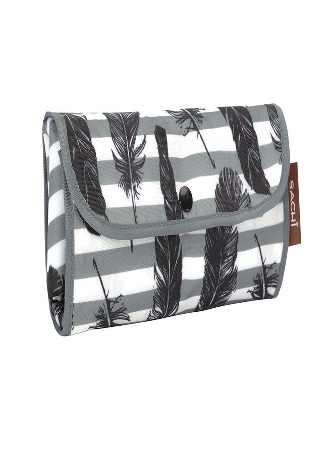 SACHI 3 Piece Market Tote Set - Insulated Thermal Reusable Grocery Bags for Cold and Hot Foods - Lightweight, Portable and Fold-able (Grey Feather Stripe) - Image 3
