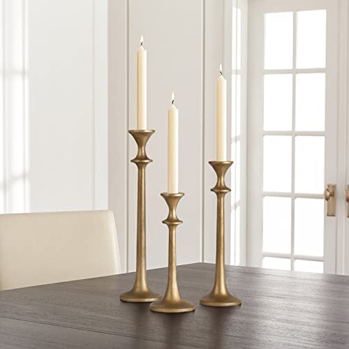 SUJUN Iron Taper Candle Holder - Set of 3 Decorative Candle Stand - Candlestick Holder for Wedding, Dinning, Party - Antique Brass - Image 5