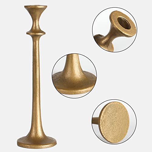 SUJUN Iron Taper Candle Holder - Set of 3 Decorative Candle Stand - Candlestick Holder for Wedding, Dinning, Party - Antique Brass - Image 4