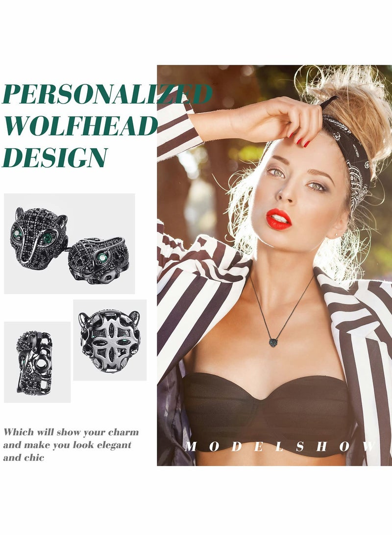 Zikra 24 Pieces Leopard Head Spacer Bead, Antique Bead Large Hole Loose Bead Animal Cubic Zirconia Connector Charm for Men DIY Bracelet Jewelry Making - Image 5