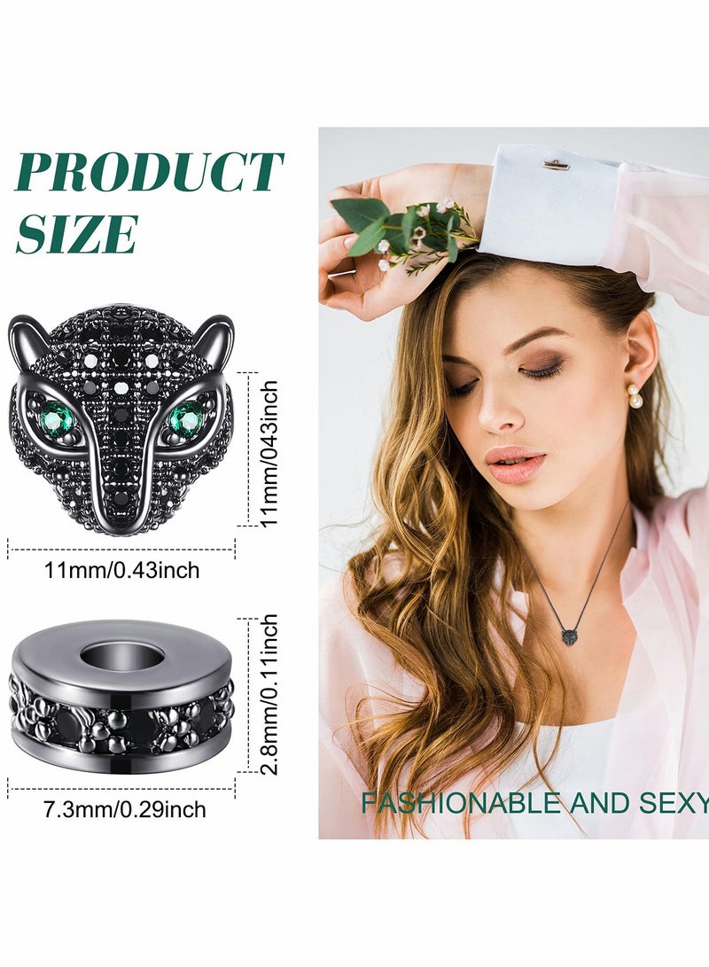 Zikra 24 Pieces Leopard Head Spacer Bead, Antique Bead Large Hole Loose Bead Animal Cubic Zirconia Connector Charm for Men DIY Bracelet Jewelry Making - Image 3