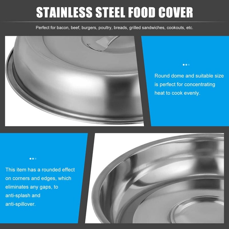 YARNOW 2pcs Stainless Steel Food Cover Basting Cover Melting Dome Griddle Dome Cover Universal Lid for Pots Pans ï¼ˆ 24CM ï¼‰ - Image 4