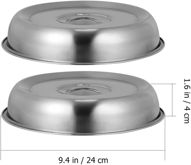 YARNOW 2pcs Stainless Steel Food Cover Basting Cover Melting Dome Griddle Dome Cover Universal Lid for Pots Pans ï¼ˆ 24CM ï¼‰ - Image 3