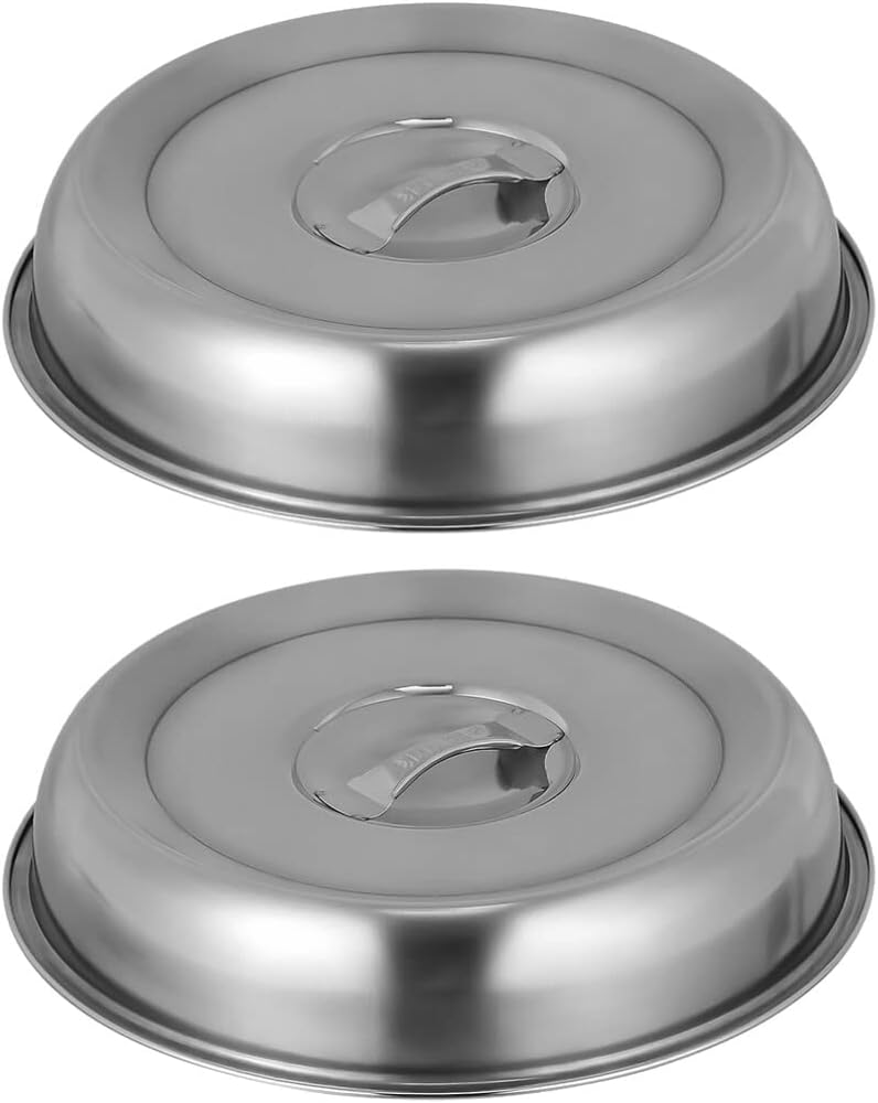 YARNOW 2pcs Stainless Steel Food Cover Basting Cover Melting Dome Griddle Dome Cover Universal Lid for Pots Pans ï¼ˆ 24CM ï¼‰ - Image 1