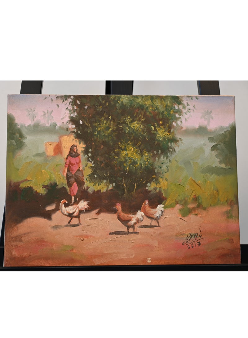 Original art work (30x40) canvas painting wall art  on bedroom, kids room, living room and for all type of interior . hand painting with colour full and 3d texured art work on canvas  - Image 1
