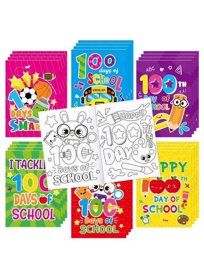 ANGOLIO 24Pcs 100 Days of School Coloring Books Bulk for Kids, Kids DIY Coloring Books 100 Days Celebration Classroom Activity Party Supplies Party Game Prize Goodie Bag Fillers Reading Rewards - Image 1