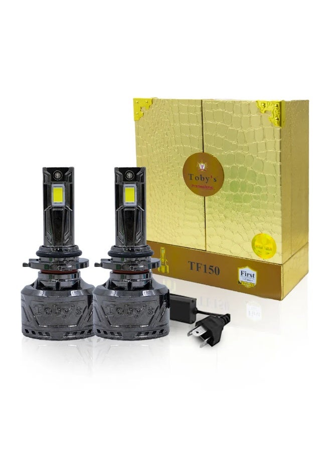 توبيز مصباح أمامي LED للسيارة من Tobys TF150، قطعتان، أصلي، 150 واط/القطعة، قوة 15000 لومن/القطعة، بدرجة حرارة لون 6500 كلفن - H4