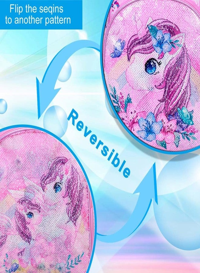KLFVB Rolling Backpack for Girls, Kids Roller Wheels School Bookbag with Lunch Bag, Wheeled School Bag for Children - Unicorn - Image 2