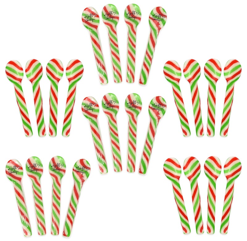 Gift Boutique 24 Pack Christmas Candy Cane Spoons - Peppermint Edible Stir Sticks Red Green White Stripes for Hot Cocoa, Kids Treats & Stocking Stuffers - Image 1
