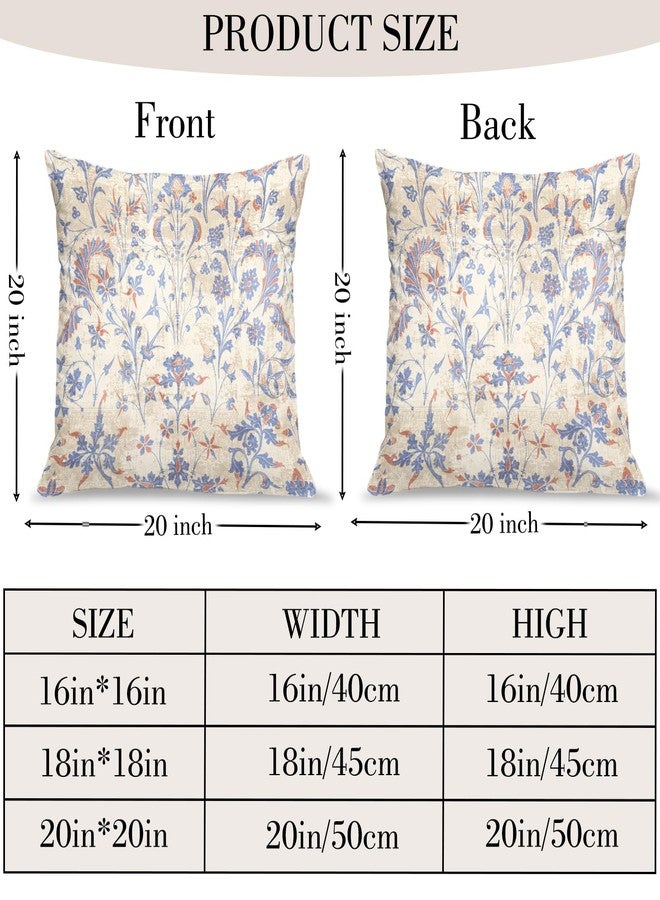 BUAEL Boho Floral Throw Pillow Covers 20x20 inch Set of 2,Cream Boho Rug Geometric Floral Pattern Decor Double Sided Pattern Cushion Cover Soft Pillow Case Living Sofa Room Bed Square Pillow Cover - Image 2