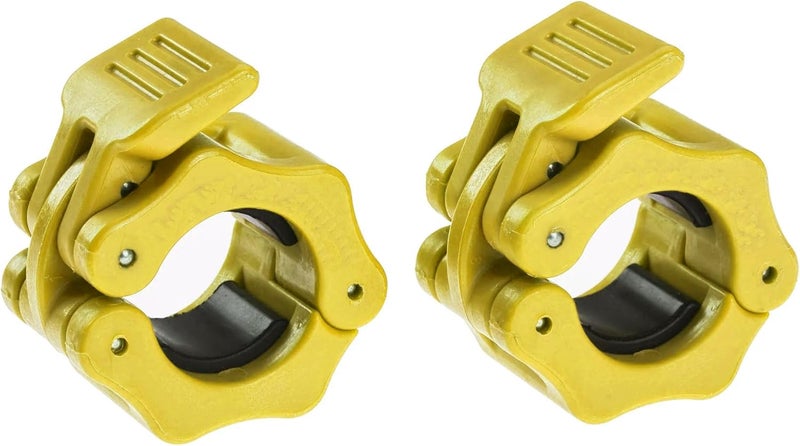 GW Tech Barbell Clamps 1 inch, Exercise Collars 1"(25mm) Quick Release Pair of Locking Collar Clips for Workout Weightlifting Fitness Training (Yellow) - Image 1