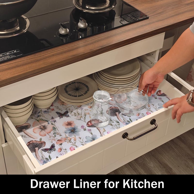 Amiitay Mushroom Shelf Liners Non Adhesive and Strong Non-Slip Shelf and Drawer Liners for Kitchen Cabinet Wire Fridge, Waterproof Shelf Drawer Liner,Easy to Clean,12IN x 10FT - Image 3