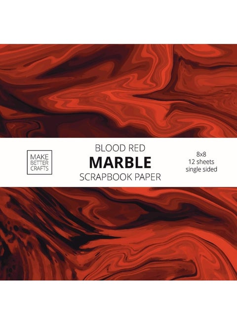 Blood Red Marble Scrapbook Paper: 8x8 Red Color Marble Stone Texture Designer Paper for Decorative Art, DIY Projects, Homemade Crafts, Cool Art Ideas For Any Crafting Project