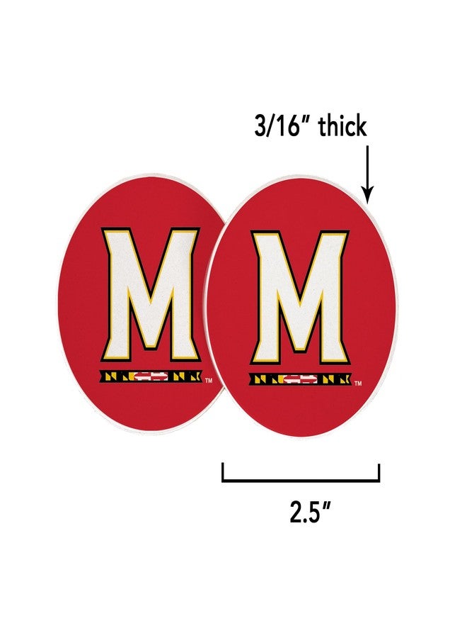 Desert Cactus University of Maryland Car Accessories UMD Terrapins Absorbent Sandstone Cup Coasters Licensed Product Set of 2 (Design A) - Image 2
