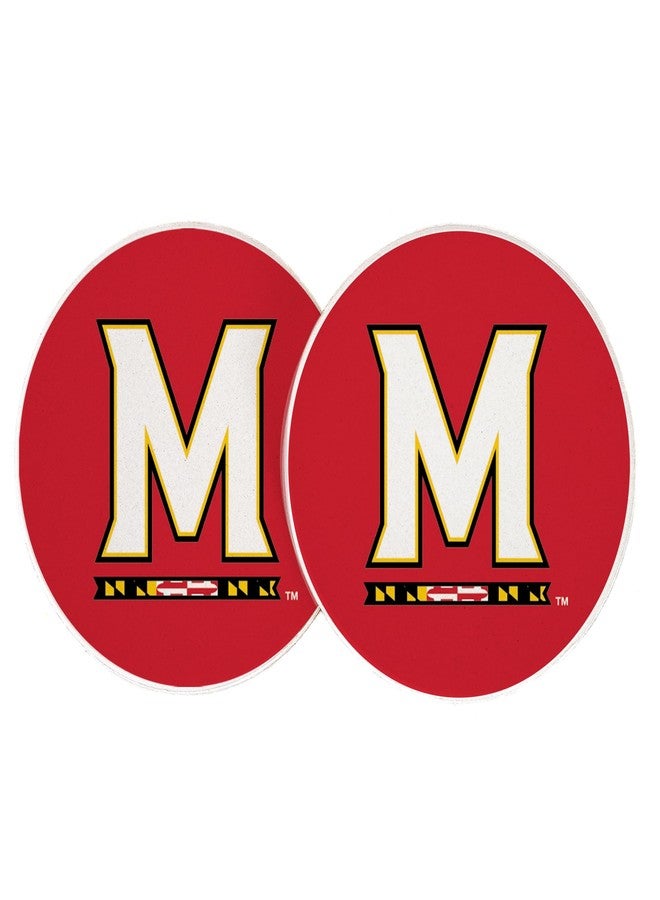 Desert Cactus University of Maryland Car Accessories UMD Terrapins Absorbent Sandstone Cup Coasters Licensed Product Set of 2 (Design A) - Image 1