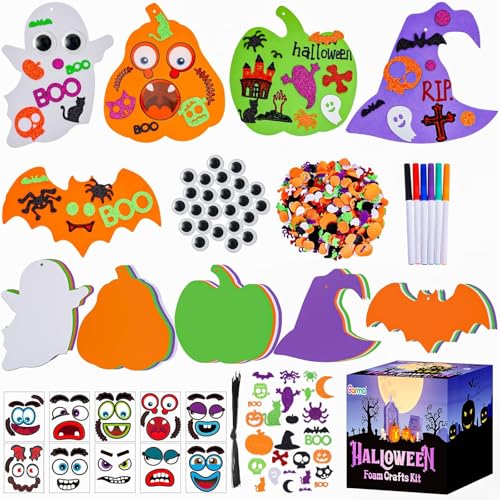Garma 330PCS Foam Stickers Set Halloween Crafts for Kids Pumpkin Ghost Spider Bat Witch Hat DIY Craft Kit for Classroom Activities Halloween Decorations Party Favors Supplies - Image 1