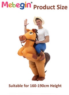 MEBEGIN Horse Riding Style Inflatable Suit, Fancy Inflatable Costume with Blower and Battery Case, Funny Doll Performance Costume, Adorable Blow up Pretend Toy Costume for Parties, Festivals and Cosplay Games, Suitable 155-190cm Height, 4 AA Batteries Required(Not Included)  - Image 2