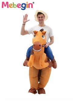 MEBEGIN Horse Riding Style Inflatable Suit, Fancy Inflatable Costume with Blower and Battery Case, Funny Doll Performance Costume, Adorable Blow up Pretend Toy Costume for Parties, Festivals and Cosplay Games, Suitable 155-190cm Height, 4 AA Batteries Required(Not Included)  - Image 3
