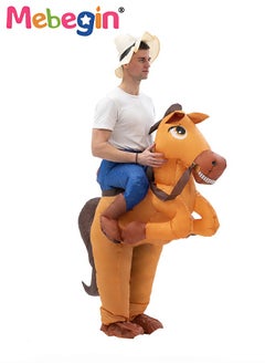 MEBEGIN Horse Riding Style Inflatable Suit, Fancy Inflatable Costume with Blower and Battery Case, Funny Doll Performance Costume, Adorable Blow up Pretend Toy Costume for Parties, Festivals and Cosplay Games, Suitable 155-190cm Height, 4 AA Batteries Required(Not Included)  - Image 5