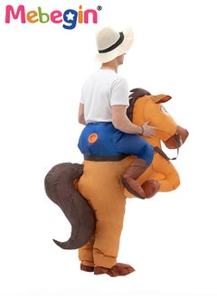 MEBEGIN Horse Riding Style Inflatable Suit, Fancy Inflatable Costume with Blower and Battery Case, Funny Doll Performance Costume, Adorable Blow up Pretend Toy Costume for Parties, Festivals and Cosplay Games, Suitable 155-190cm Height, 4 AA Batteries Required(Not Included)  - Image 4