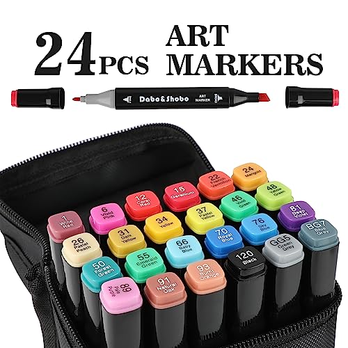 Dabo&Shobo 24 Colors Drawing Markers, Dual Tip Art Markers, Coloring Marker For Adult Sketching And Coloring - Image 4