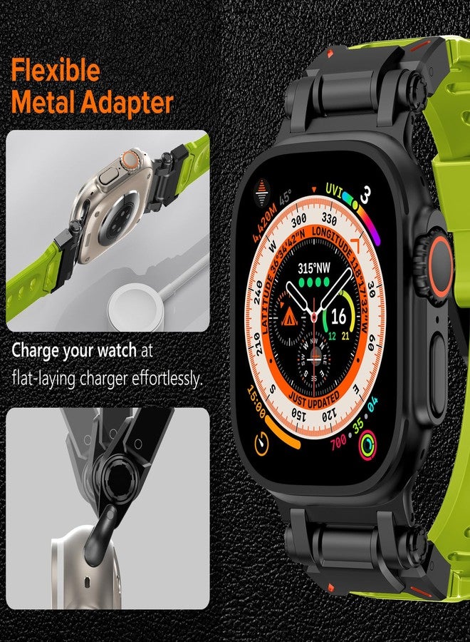 كيدز سوار KADES متين من مادة FKM مصمم خصيصًا لساعات Apple Watch Ultra 3/2/1 مقاس 49 مم للرجال، مصنوع من مادة FKM قوية مع موصل من الفولاذ المقاوم للصدأ، متوافق مع ساعات iWatch Series 11/10/9/8/7/6/5/4/SE/3/2/1 مقاس 46 مم/45 مم/44 مم/42 مم، متوفر باللونين الأصفر والأخضر. - Image 3