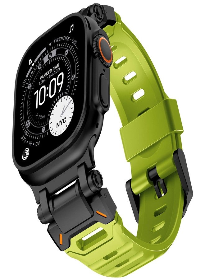 كيدز سوار KADES متين من مادة FKM مصمم خصيصًا لساعات Apple Watch Ultra 3/2/1 مقاس 49 مم للرجال، مصنوع من مادة FKM قوية مع موصل من الفولاذ المقاوم للصدأ، متوافق مع ساعات iWatch Series 11/10/9/8/7/6/5/4/SE/3/2/1 مقاس 46 مم/45 مم/44 مم/42 مم، متوفر باللونين الأصفر والأخضر. - Image 1