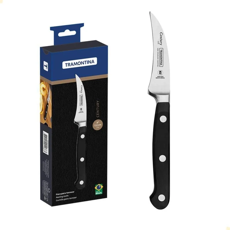 Tramontina Century 3-Inch Peeling Knife with Stainless Steel Blade and Black Polycarbonate Handle