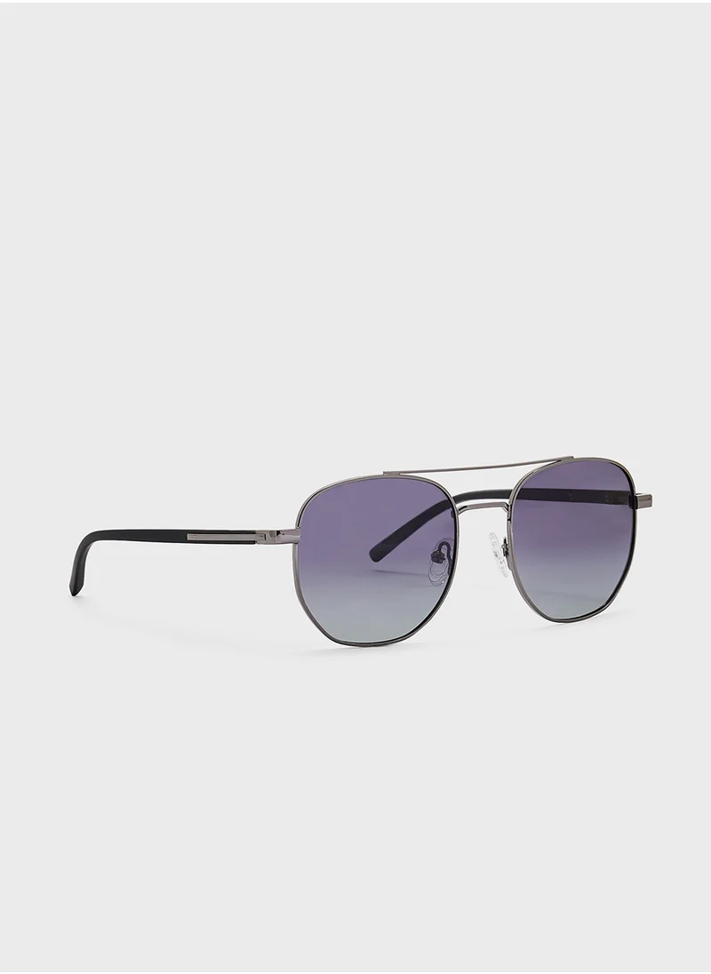 روبرت وود Polarized Gradient Lens Metal Frame Square Aviator Sunglasses