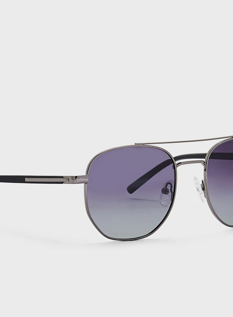 Robert Wood Polarized Gradient Lens Metal Frame Square Aviator Sunglasses