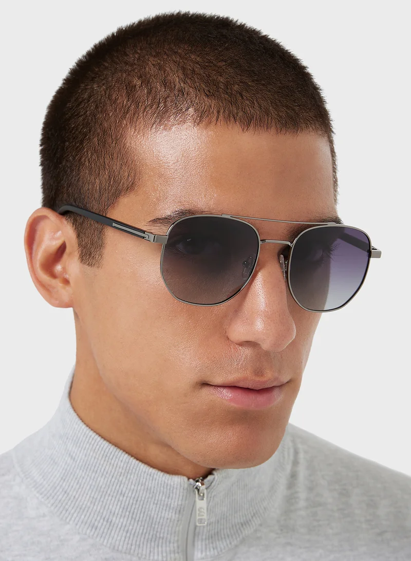 Robert Wood Polarized Gradient Lens Metal Frame Square Aviator Sunglasses